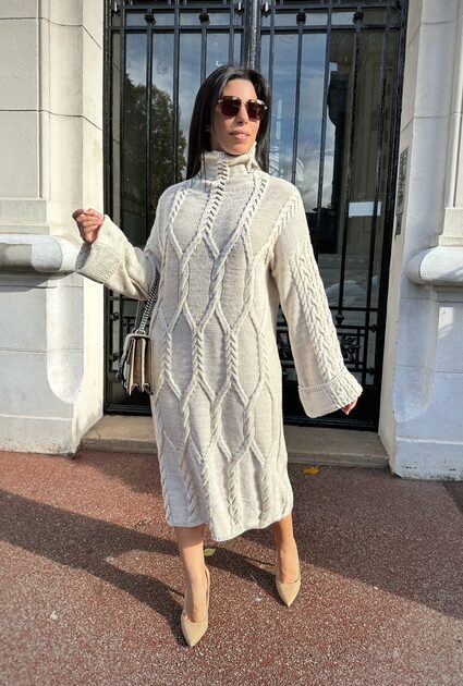 Sweater jurk Jolene - BEIGE 